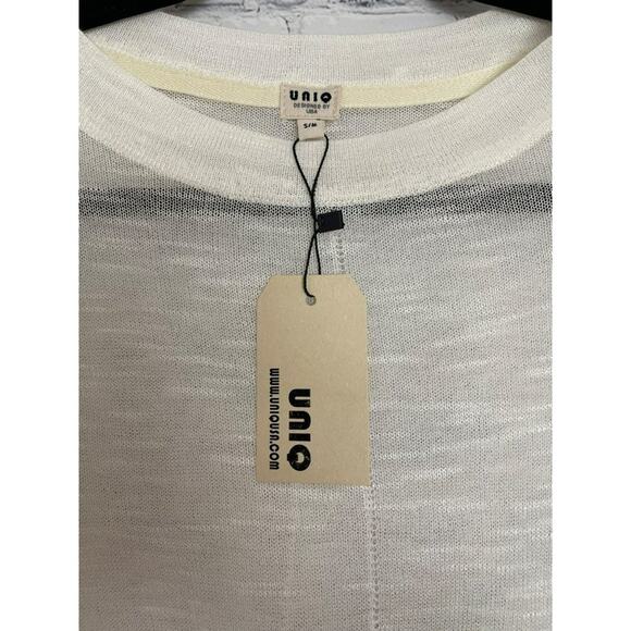 UNIQ Sheer Lightweight Cream Sweater size S/M NWT - Picture 3 of 4